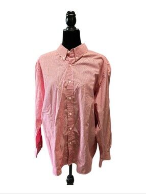 Pre-Owned MTailor Men's Long Sleeve Red/White Collared Dress Shirt 100% Cotton